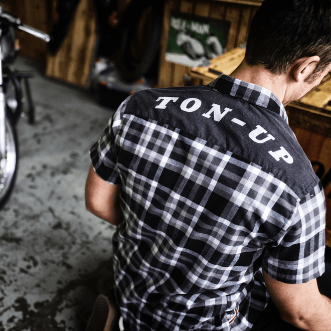 Ton Up Clothing Black/White Check (Mens) S/S Shirt - Red Torpedo
