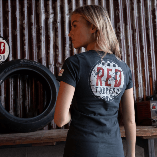 Red Torpedo Brand Punk (Womens) Black T-Shirt - Red Torpedo