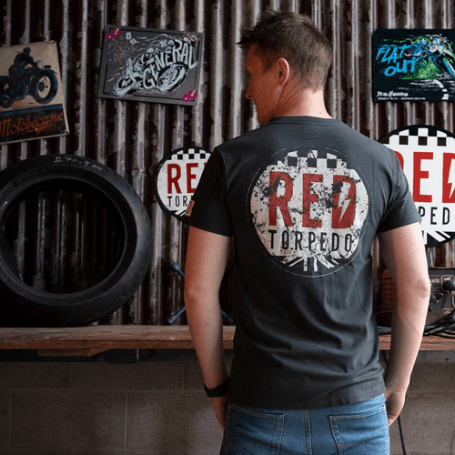 Red Torpedo Brand Punk (Mens) Black T-Shirt - Red Torpedo